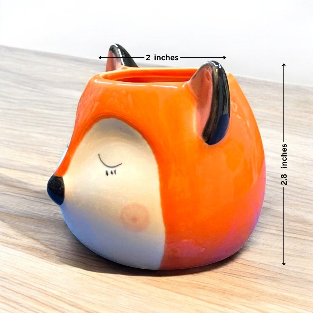 Fox Face Shape Ceramic Planter and Plant