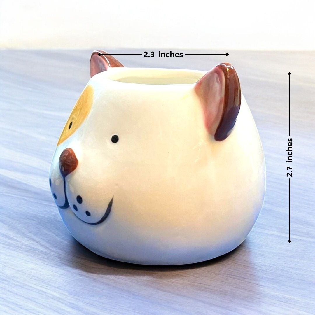 Dog Face Shape Ceramic Planter