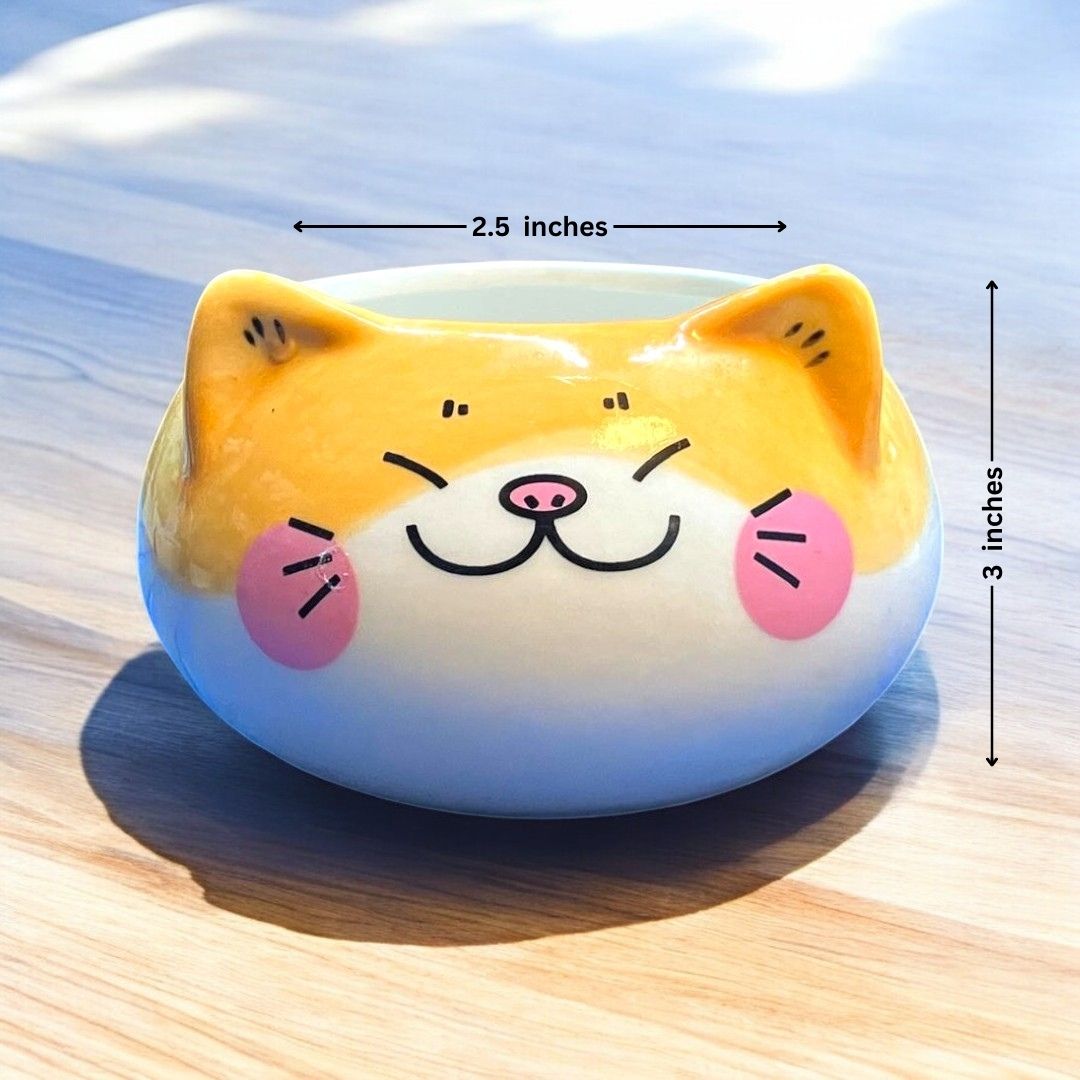 Smiling cat Face Shape Ceramic Planter