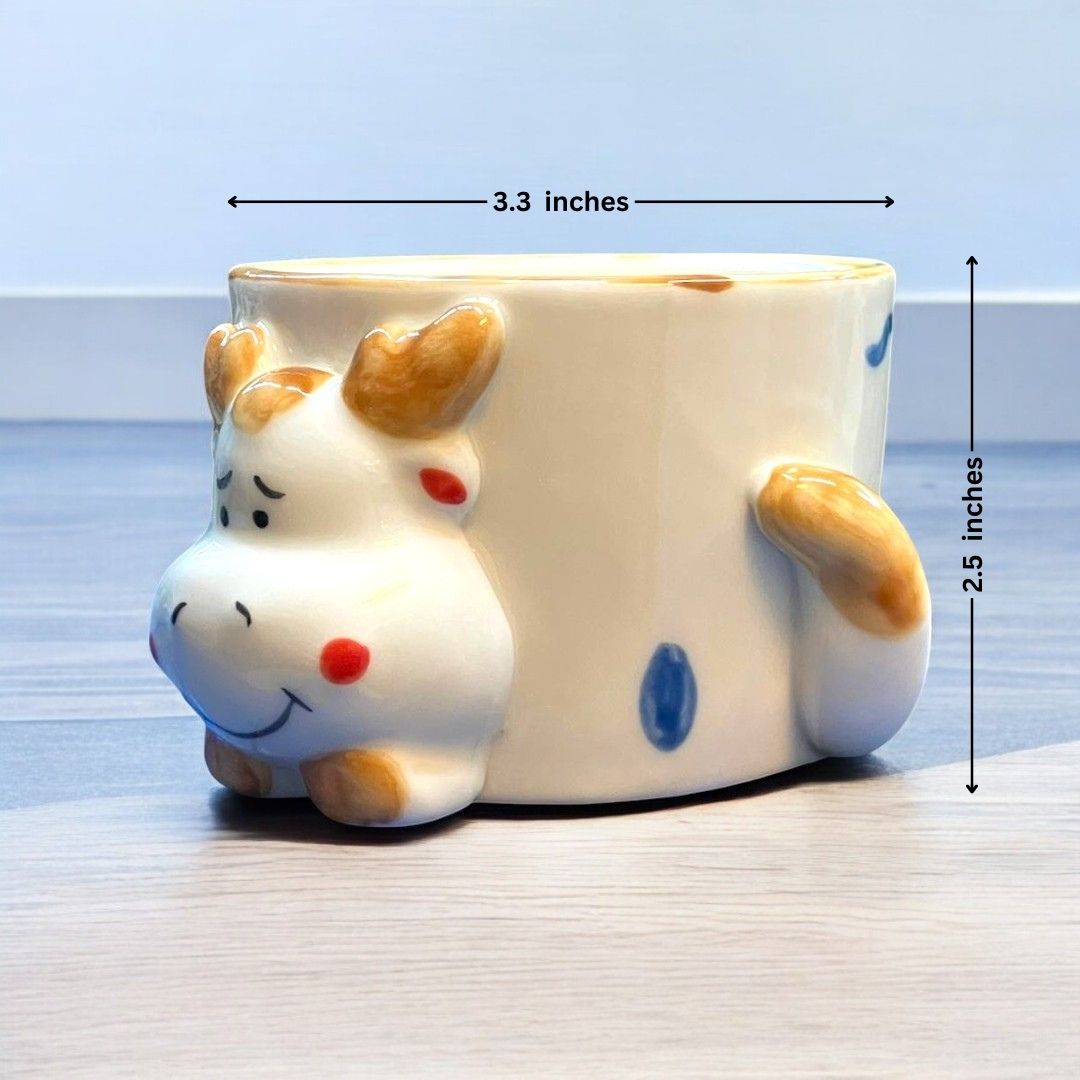 Cow Face Mug Shape Ceramic Planter