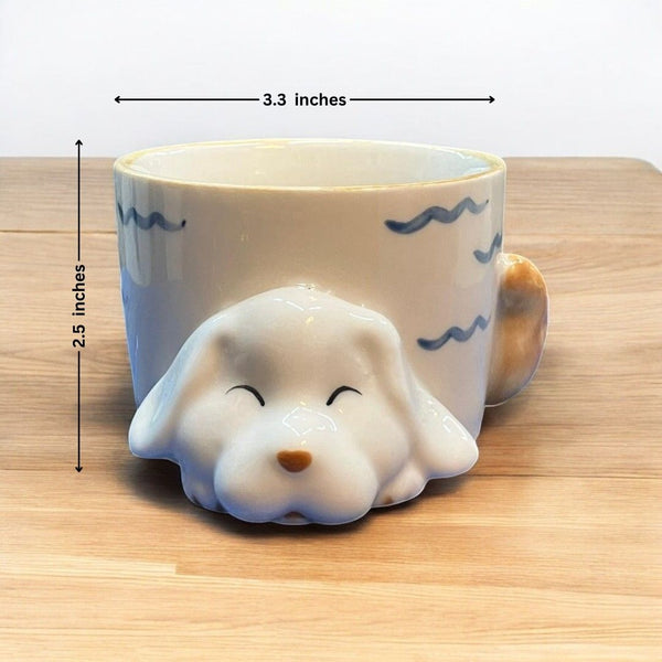 Dog face mug-shaped ceramic planter, empty novelty pot for indoor plants