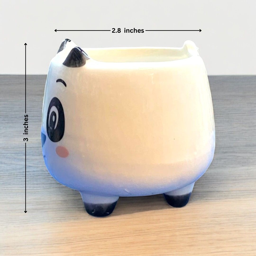 Panda Face Shape Ceramic Planter