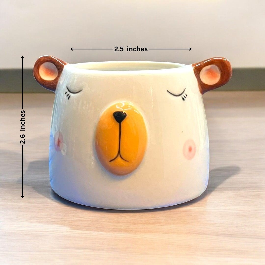 Sleeping Bear Face Shape Ceramic Planter