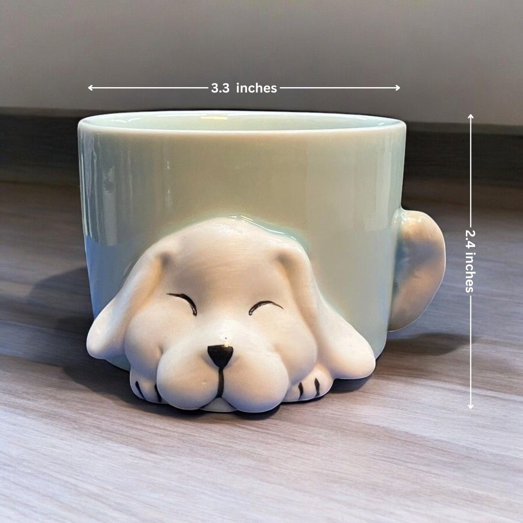 Sleeping Dog Face Shape Ceramic Planter