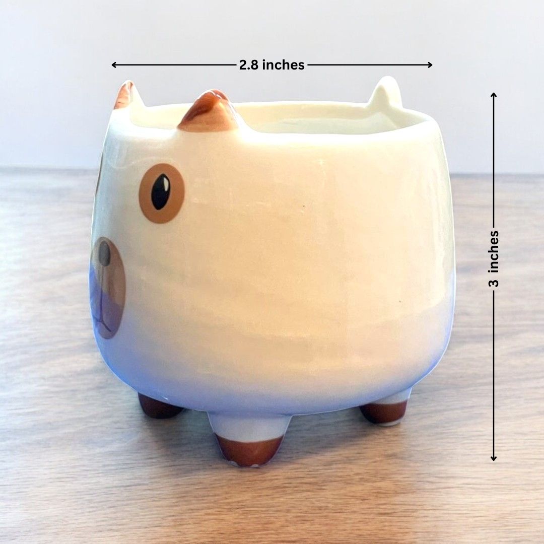 Dog Face Shape Ceramic Planter with Legs