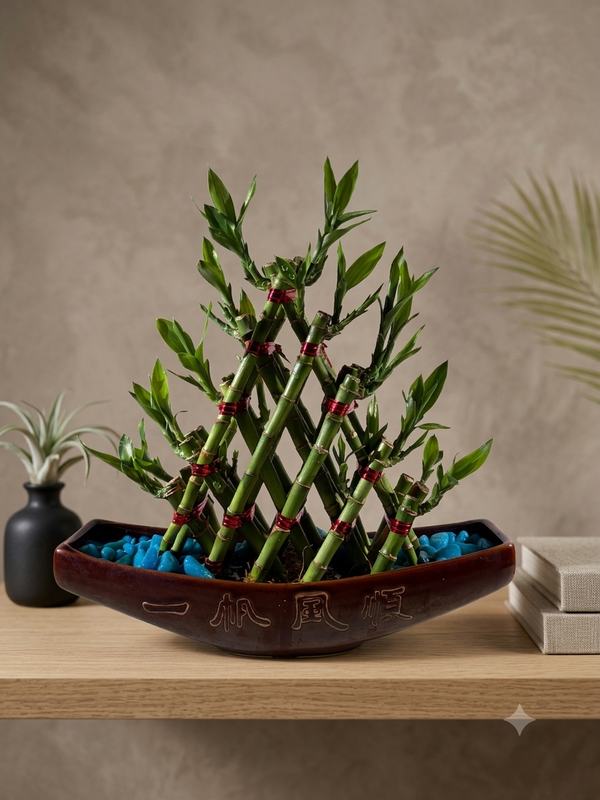 Boat Shaped Lucky Bamboo Plant