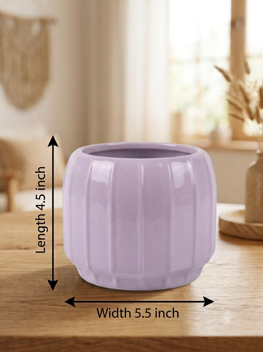 Fluted Barrel Planter - Large in Lavender