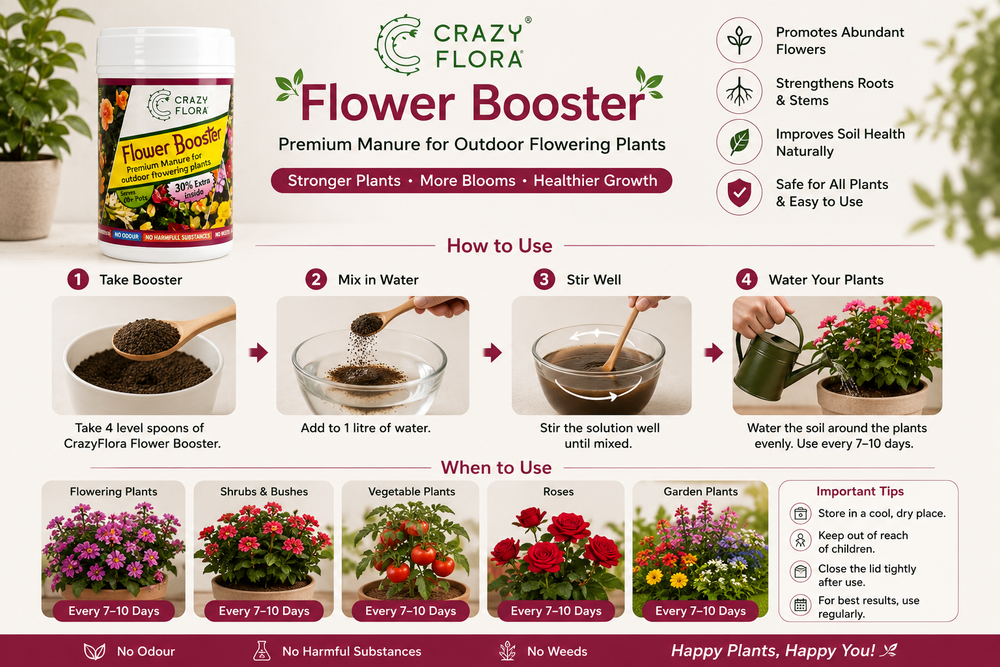 CrazyFlora Flower Booster – 500g Premium Plant Manure for Flowering Plants