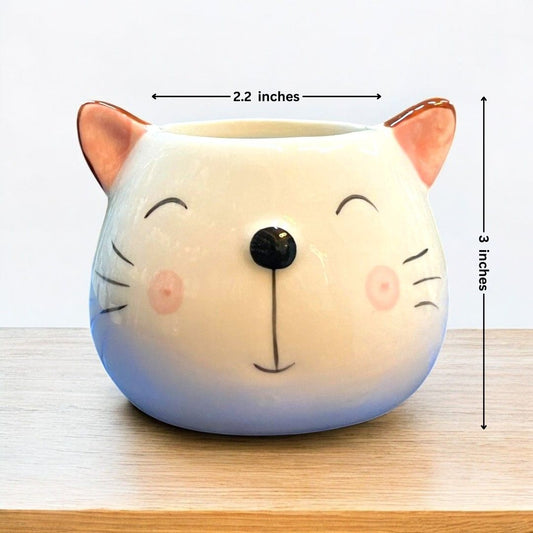 Cat Face Shape Ceramic Planter