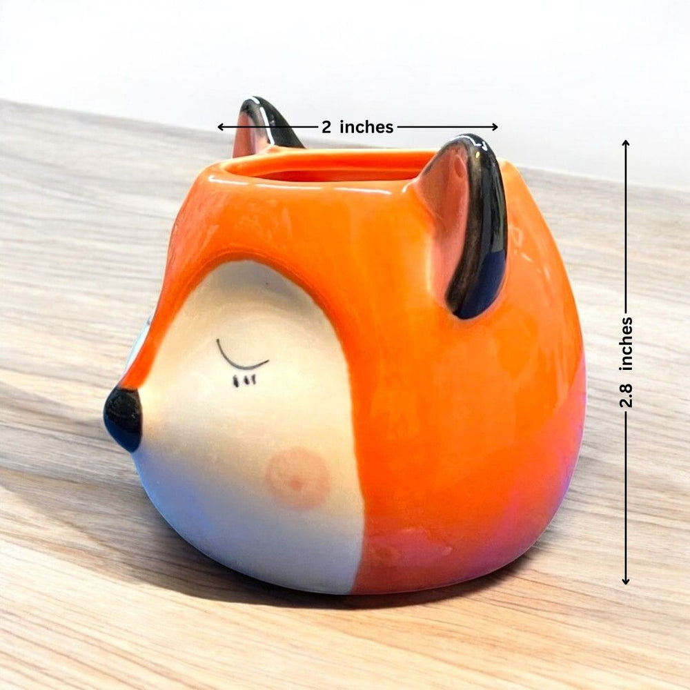 Fox Face Shape Ceramic Planter and Plant