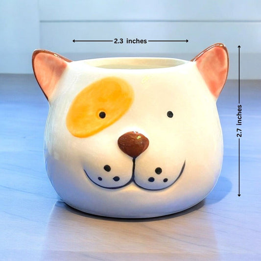 Dog Face Shape Ceramic Planter