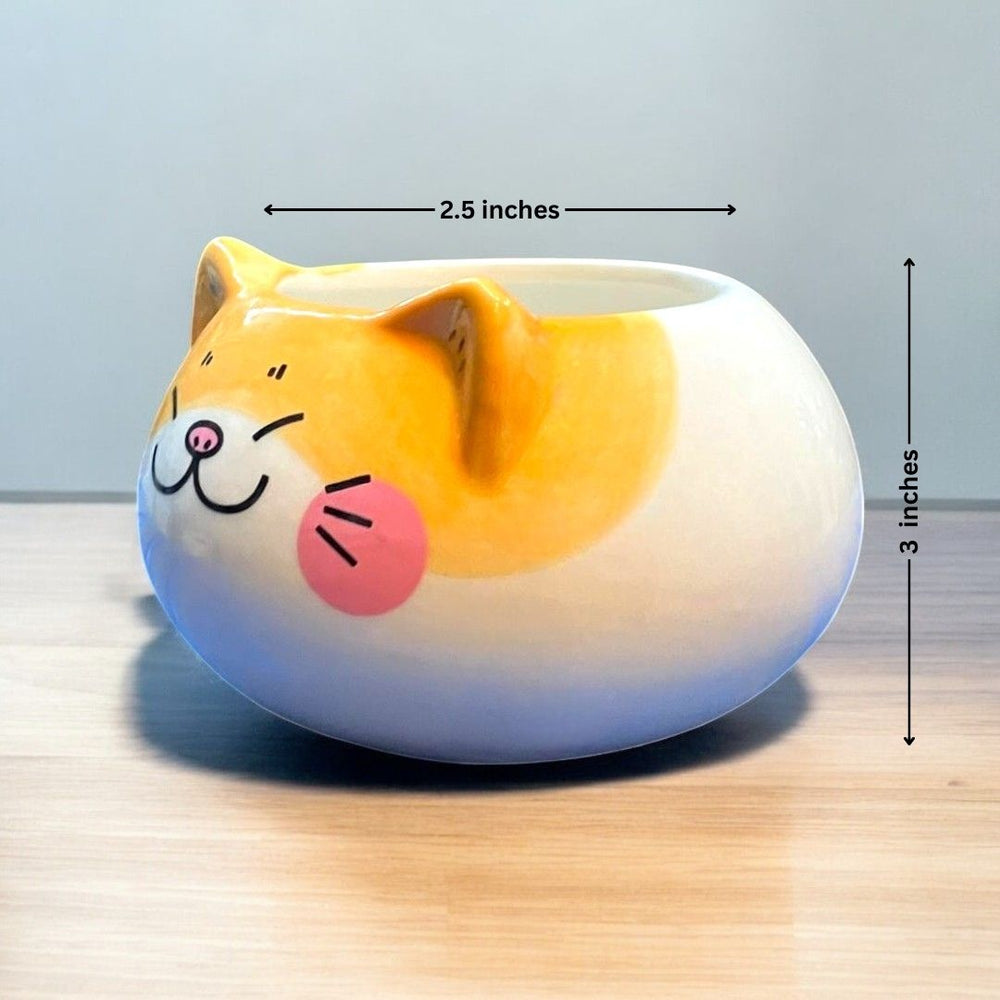 Smiling cat Face Shape Ceramic Planter