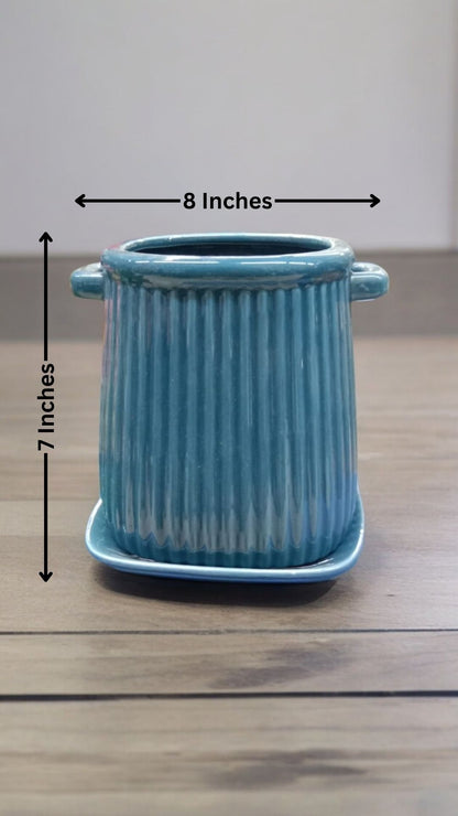 Ceramic Handle Pot with Tray