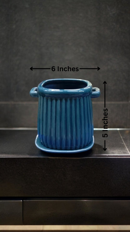 Ceramic Handle Pot with Tray