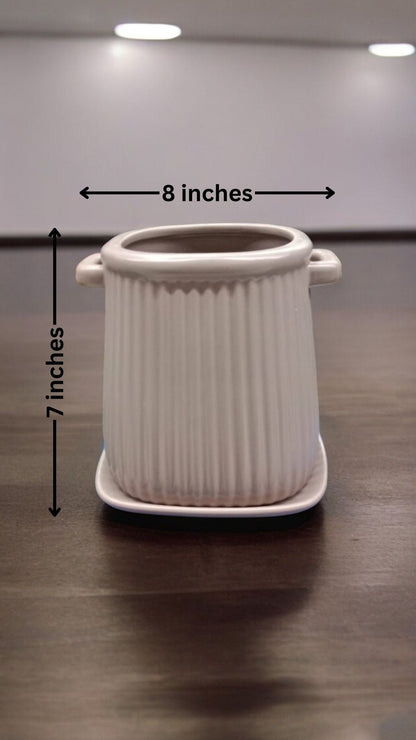 Ceramic Handle Pot with Tray