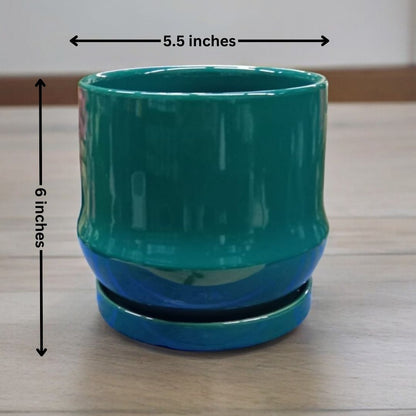 Cup-Shaped Ceramic Planter with Bottom Plate