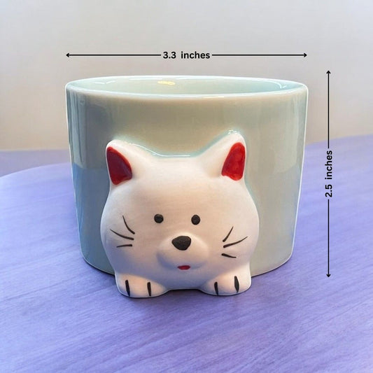 Cat Face Mug Shape Ceramic Planter