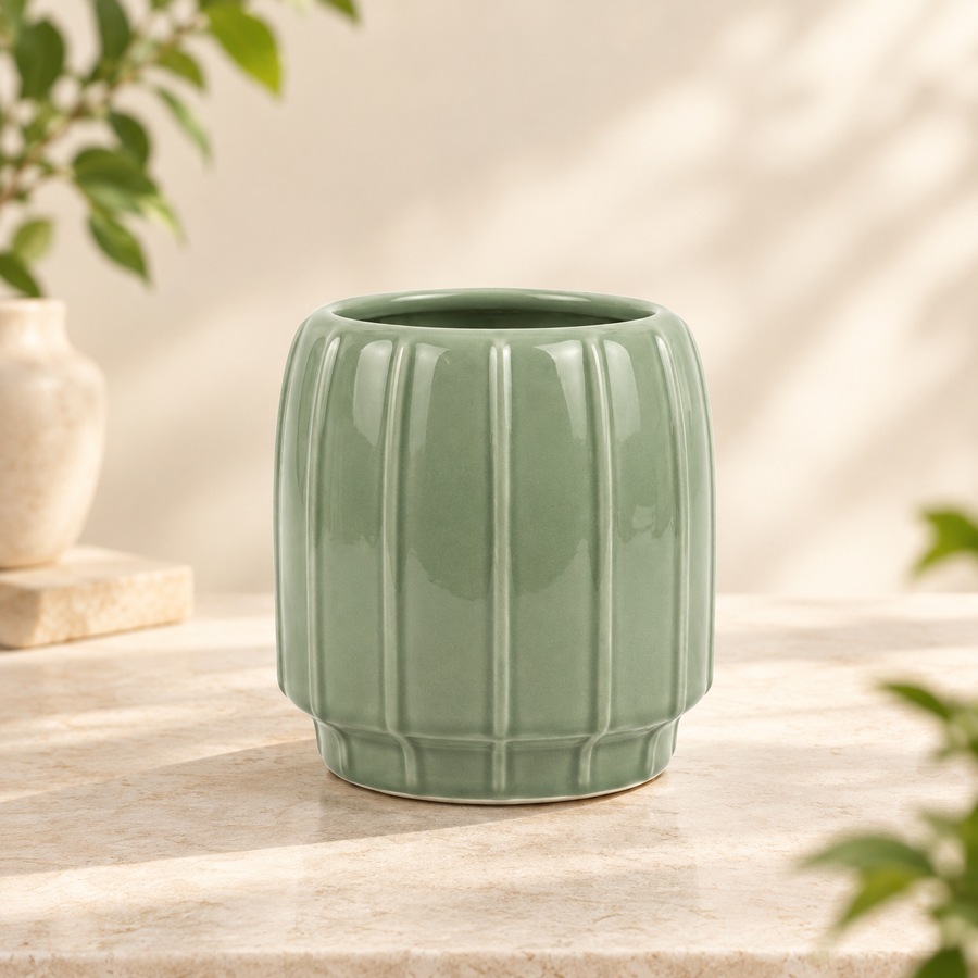 Fluted Barrel Planter