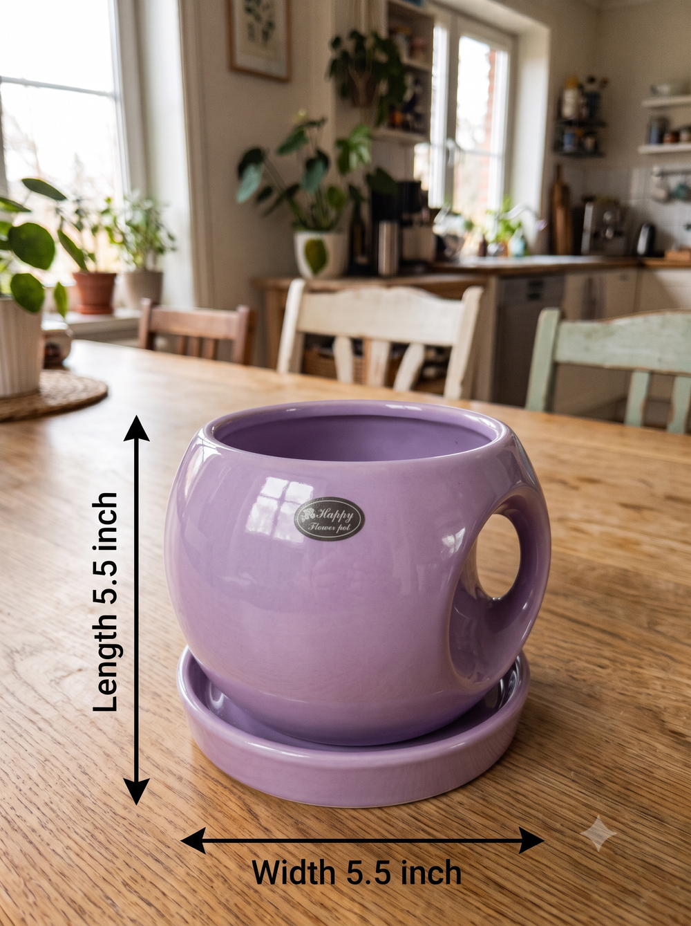 Round Handle Planter - Medium in Purple