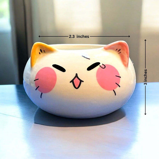 Cat Face Shape Ceramic Planter