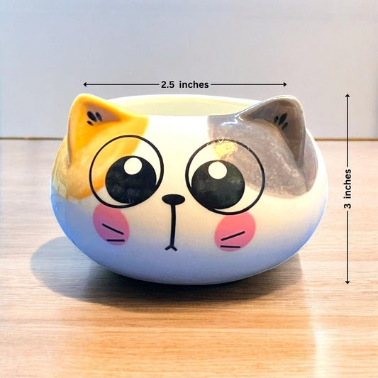 Cat Face Shape Ceramic Planter