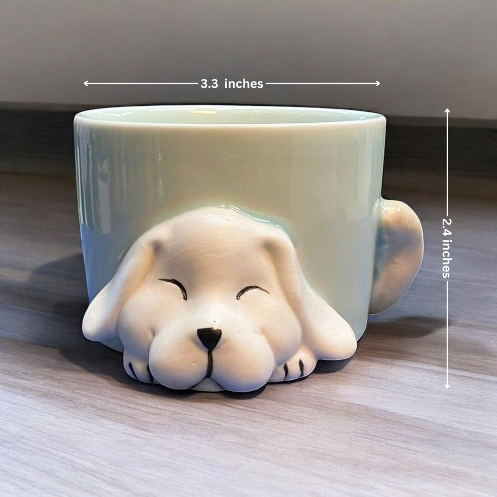 Sleeping Dog Face Shape Ceramic Planter