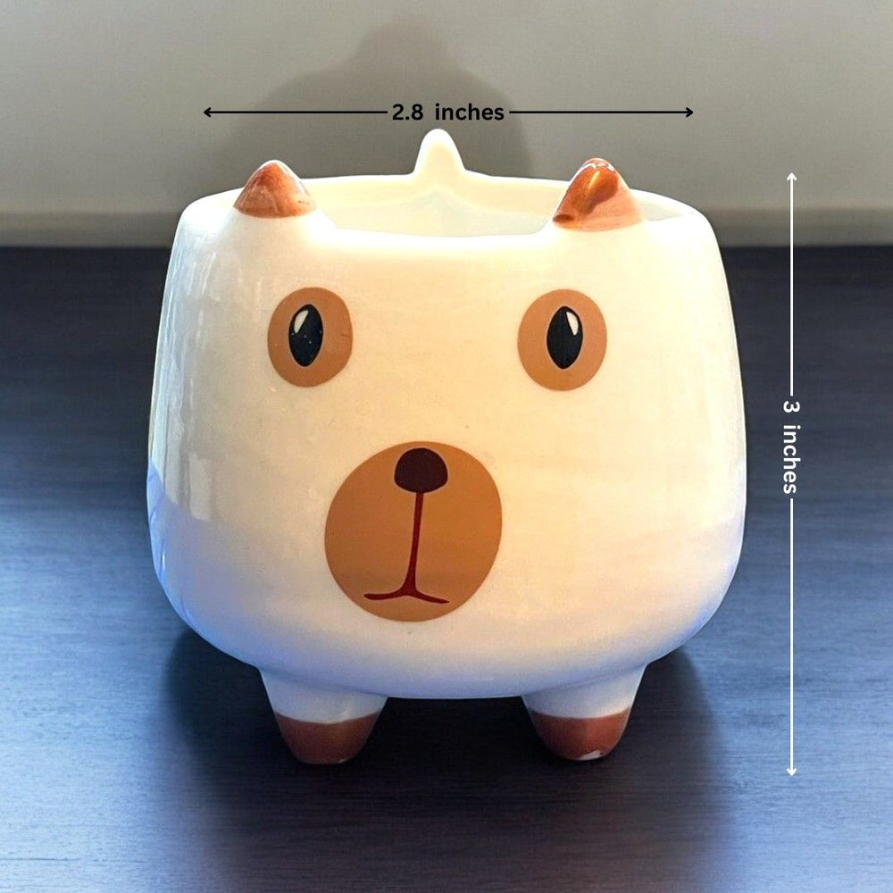 Dog Face Shape Ceramic Planter with Legs