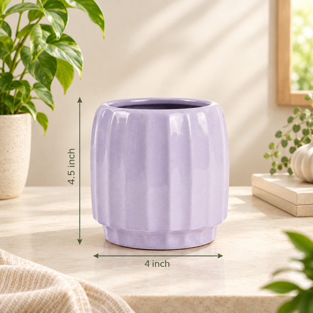 Fluted Barrel Planter in Lavender