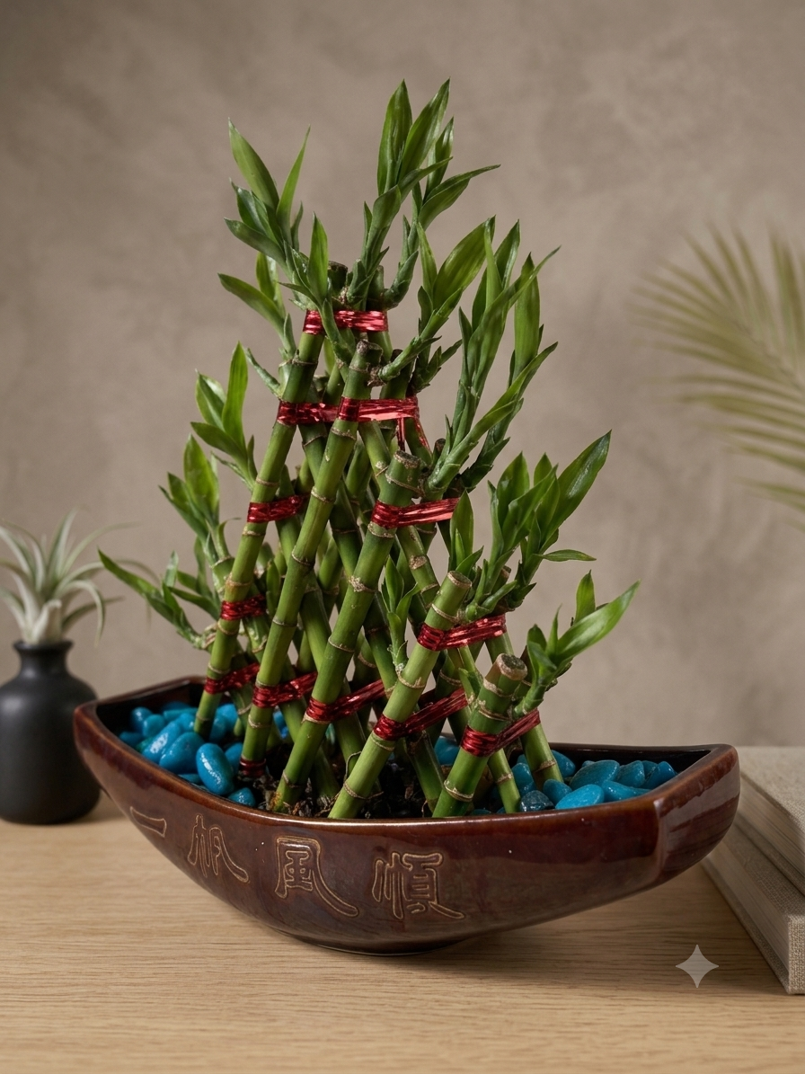 Boat Shaped Lucky Bamboo Plant