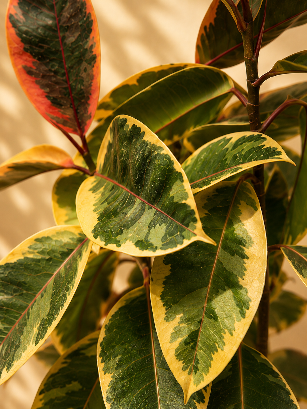 CrazyFlora Ficus Elastica 'Tineke' (Variegated Rubber Plant)