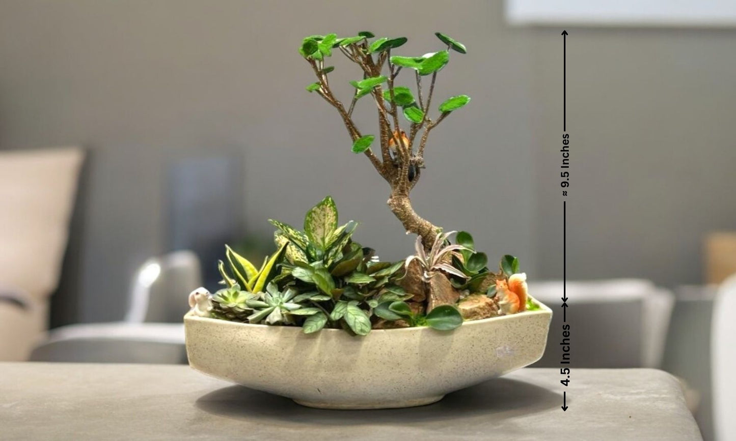 Boat-Shaped Designer Planter with Plants