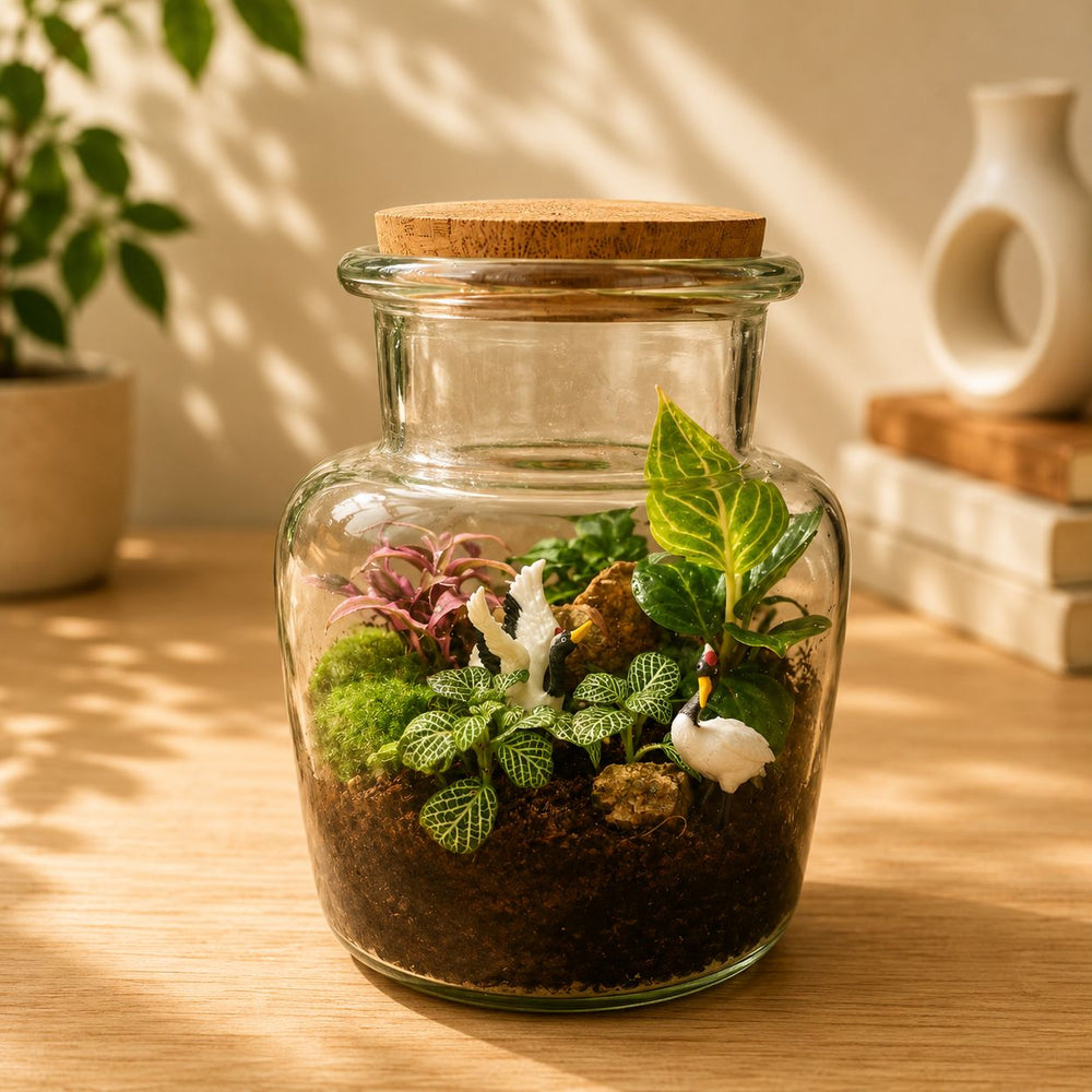 Crane Pair Blush Terrarium
