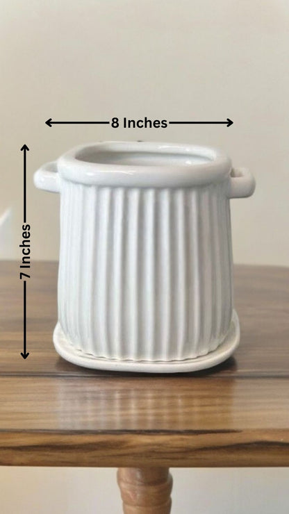 Ceramic Handle Pot with Tray