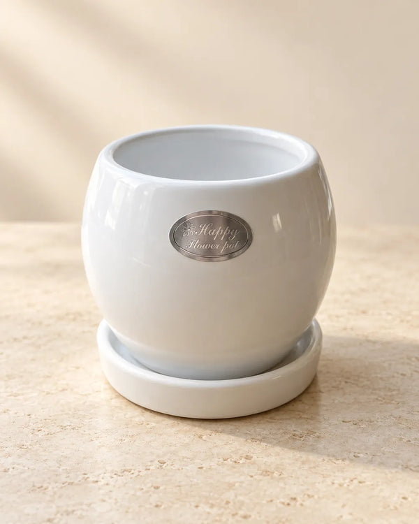 Apple Planter - Mini in White — empty planter