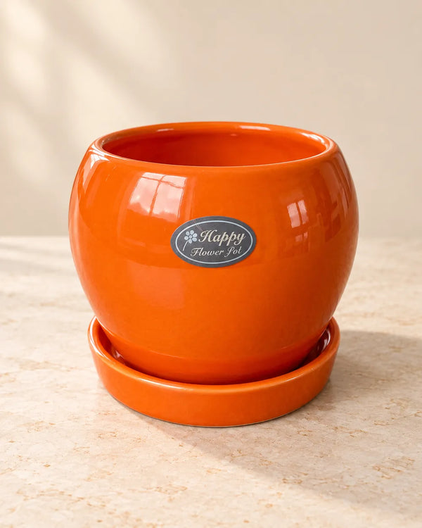 Apple Planter - Petite in Orange — empty planter
